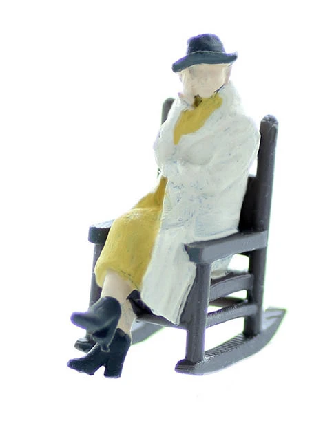 HO Scale People, Grandma In Rocking Chair Finished Figure 3 HO Scale People, Grandma In Rocking Chair Finished Figure