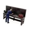 O Scale Detail WORKBENCH, Tools And Hardware With Craftsman Figure, Finished -LGB shop 2023ToolHardware 1