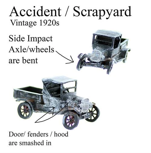 S Scale 1920s Roadster ACCIDENT Or Junkyard, Finished Model 3 S Scale 1920s Roadster ACCIDENT Or Junkyard, Finished Model