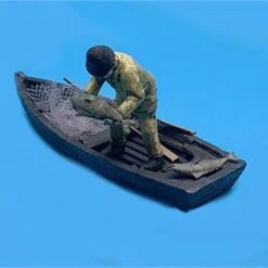 HO Scale People Fisherman With Fish In Boat Finished Figure Set