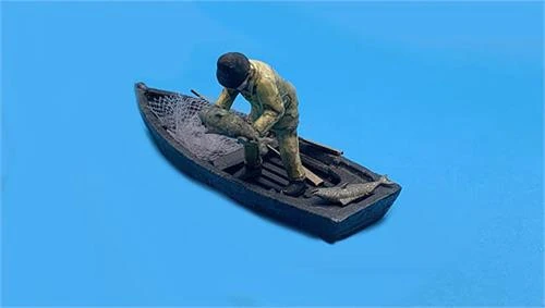 HO Scale People Fisherman With Fish In Boat Finished Figure Set 3 HO Scale People Fisherman With Fish In Boat Finished Figure Set