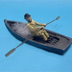 O Scale People Fisherman Rowing Boat Finished Working People