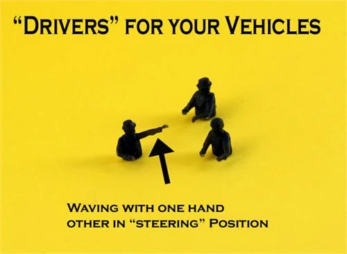 S Scale People, VEHICLE DRIVERS, 3 Pack, Unfinished, SET 1 3 S Scale People, VEHICLE DRIVERS, 3 Pack, Unfinished, SET 1