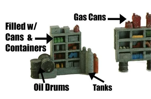 O Scale Detail Industry Shelving, Series 9, Pre Finished 3 O Scale Detail Industry Shelving, Series 9, Pre Finished