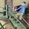 N Scale People, Lugging A Box Up Stairs, Finished -LGB shop Built369A
