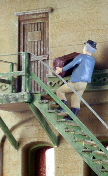 N Scale People, Lugging A Box Up Stairs, Finished 3 N Scale People, Lugging A Box Up Stairs, Finished