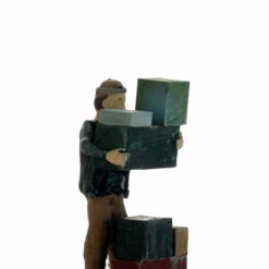 N Scale People, Ken The Freight Worker Stacking Boxes, Finished