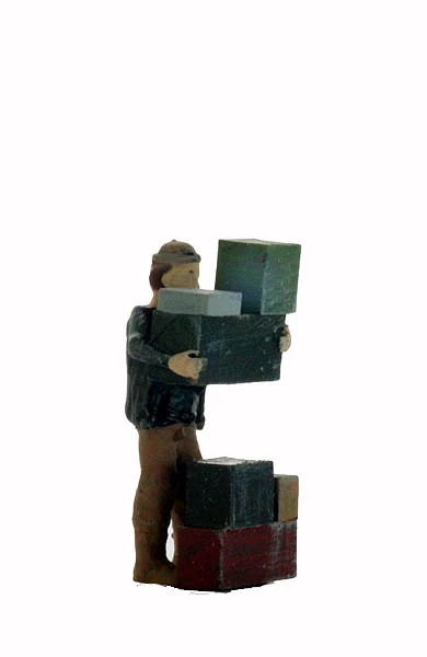N Scale People, Ken The Freight Worker Stacking Boxes, Finished 3 N Scale People, Ken The Freight Worker Stacking Boxes, Finished