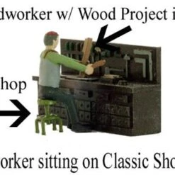 O Scale People, The Woodworker On His Workshop Stool, Working, Finished