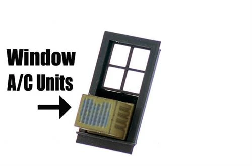 O Scale Detail Air Conditioners For Windows Or Wall, 4 Pack, 2 Sizes, Finished 3 O Scale Detail Air Conditioners For Windows Or Wall, 4 Pack, 2 Sizes, Finished