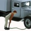 N Scale People, Pumping Up A Tire, With Pump, Finished -LGB shop Built397A