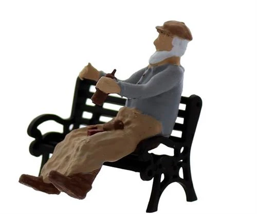 S Scale People, Homeless Bum DRUNK On A Bench, Finished 3 S Scale People, Homeless Bum DRUNK On A Bench, Finished