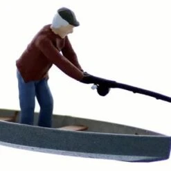 O Scale People, Gone Fishing, Fisherman With His Pole And Boat, Finished
