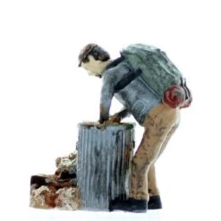 N Scale People, Homeless Hobo Picking Through Trash, Finished