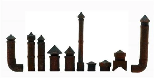 HO Scale Details, Rooftop Conical Vent Super Variety Pack, Finished 3 HO Scale Details, Rooftop Conical Vent Super Variety Pack, Finished