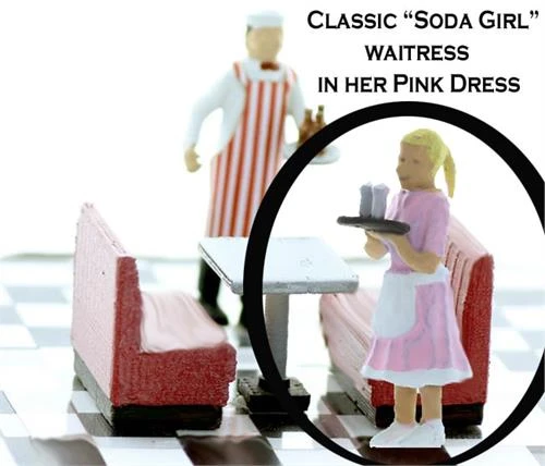 N Scale People, Soda Girl, Car Hop- Diner Waitress, Finished 3 N Scale People, Soda Girl, Car Hop- Diner Waitress, Finished