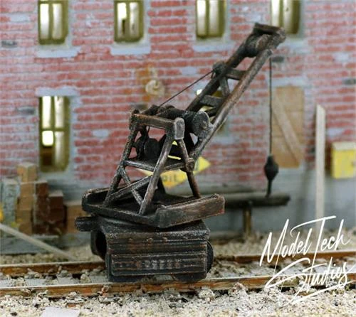 HO Scale Railroad Crane, Small Loading Crane Car, Finished Model 3 HO Scale Railroad Crane, Small Loading Crane Car, Finished Model