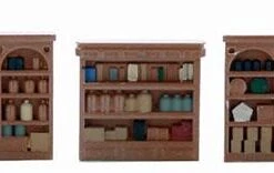 HO Scale Detail Interior Shelving 3 Pack Ornate Shelving, Unpainted