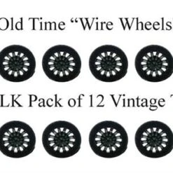 HO Scale Detail Automobile Vintage Wire Wheels - Tires Bulk Pack Of 12