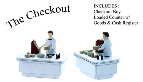 O Scale People Checkout Boy And Counter Set Finished 3 O Scale People Checkout Boy And Counter Set Finished