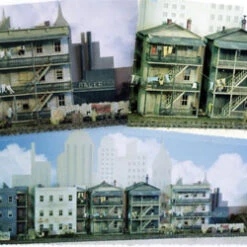 O Scale 3D Background TRIPLE DECKER Tenement Housing