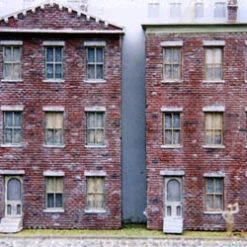 3D Background HO Scale Kit Rustic Brick TRIPLE DECKER Tenements, 3 Pack
