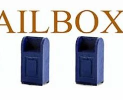 S Scale Sidewalk MAILBOX 4 Pack, Finished In Classic Blue