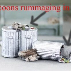 HO Scale Detail Raccoons In Your Garbage, PRE AGED Layout Ready