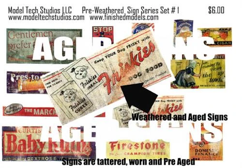 Advertising Signs, Old, Tattered & PRE WEATHERED, Set 1 3 Advertising Signs, Old, Tattered & PRE WEATHERED, Set 1