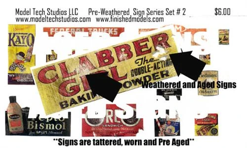 Advertising Signs, Old, Tattered & PRE WEATHERED, Set 2 3 Advertising Signs, Old, Tattered & PRE WEATHERED, Set 2