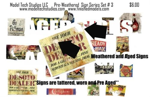 Advertising Signs, Old, Tattered & PRE WEATHERED, Set 3 3 Advertising Signs, Old, Tattered & PRE WEATHERED, Set 3