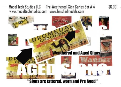 Advertising Signs, Old, Tattered & PRE WEATHERED, Set 4 3 Advertising Signs, Old, Tattered & PRE WEATHERED, Set 4