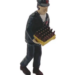 HO Scale People, Soda Pop Delivery Worker With Soda Case In Hand Finished